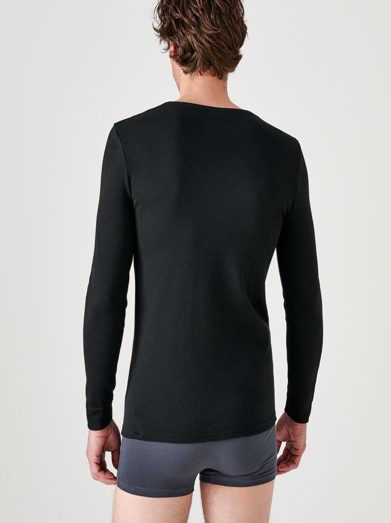 T-shirt Thermolactyl manches longues maille interlock thermique - Damart Noir - Kiabi