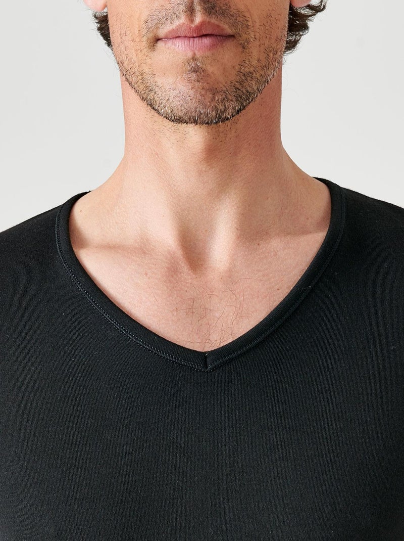 T-shirt Thermolactyl manches longues maille interlock thermique - Damart Noir - Kiabi