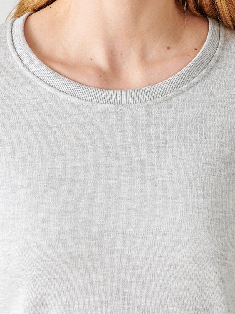 T-shirt Thermolactyl manches longues, molleton gratté - Damart Gris chiné - Kiabi