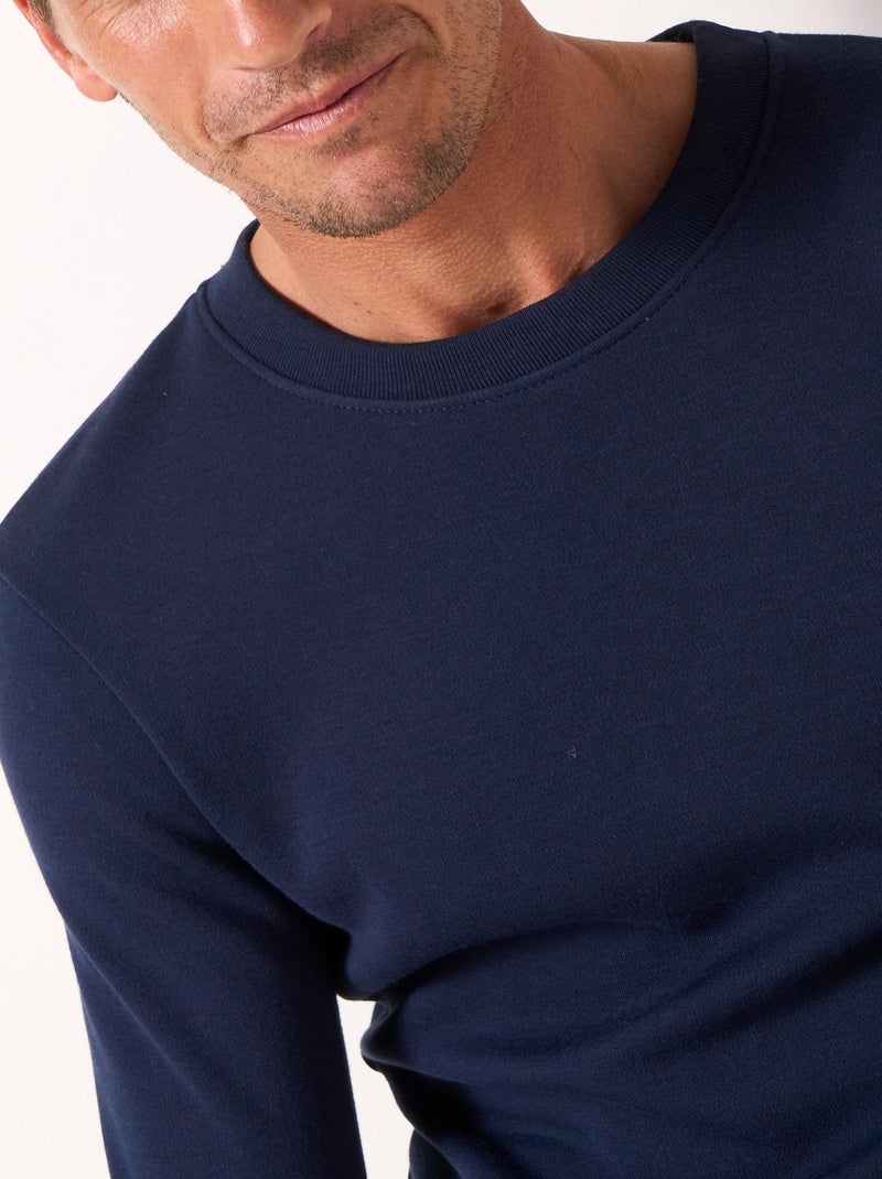 T-shirt Thermolactyl manches longues, molleton gratté thermique - Damart Bleu marine - Kiabi