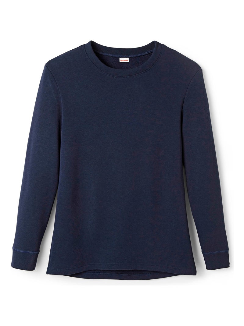 T-shirt Thermolactyl manches longues, molleton gratté thermique - Damart Bleu marine - Kiabi