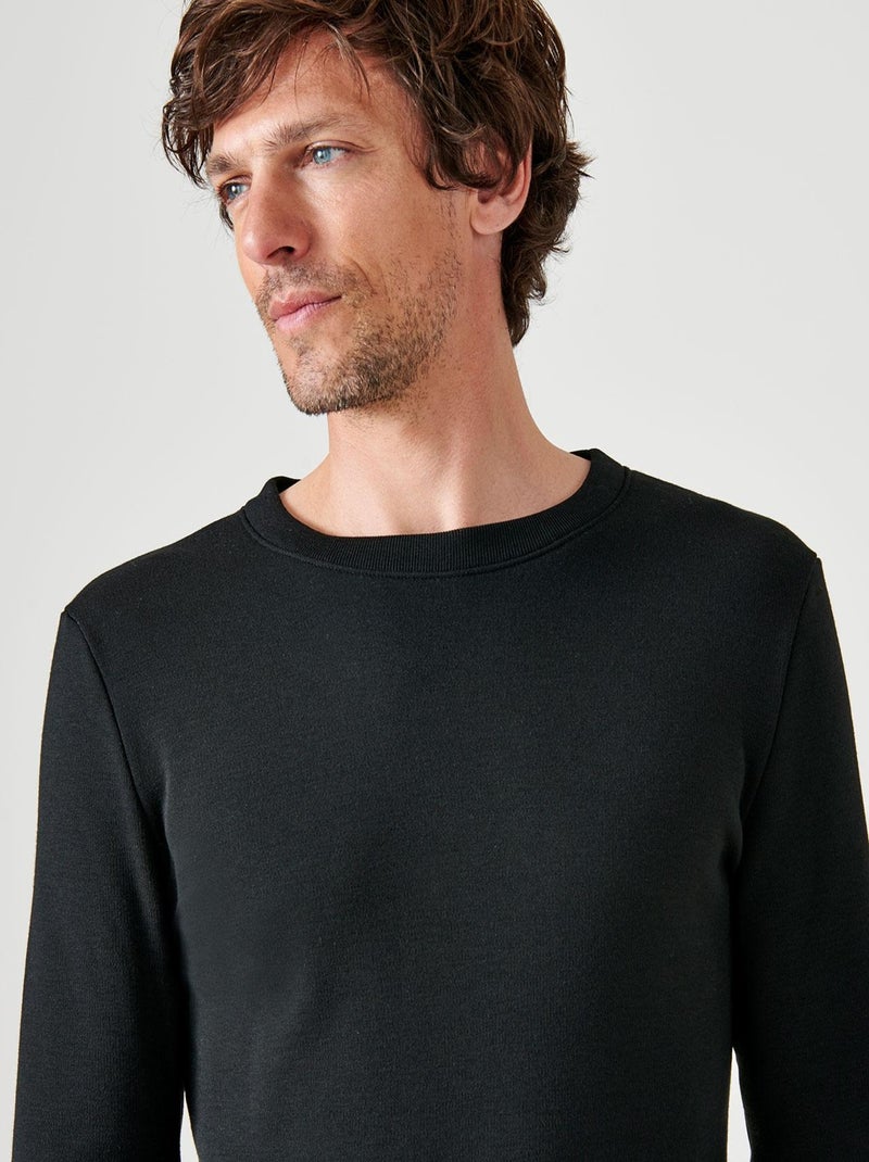 T-shirt Thermolactyl manches longues, molleton gratté thermique - Damart Noir - Kiabi