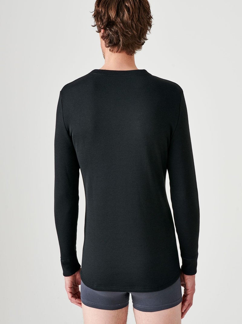 T-shirt Thermolactyl manches longues, molleton gratté thermique - Damart Noir - Kiabi