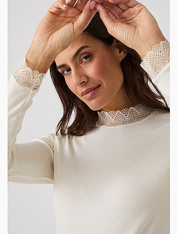 T-shirt Thermolactyl Sensitive col montant dentelle - Damart