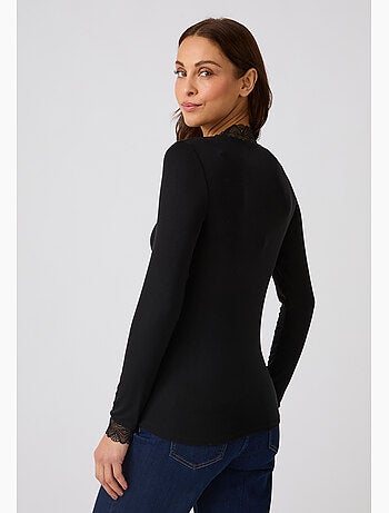 T-shirt Thermolactyl Sensitive col montant dentelle - Damart