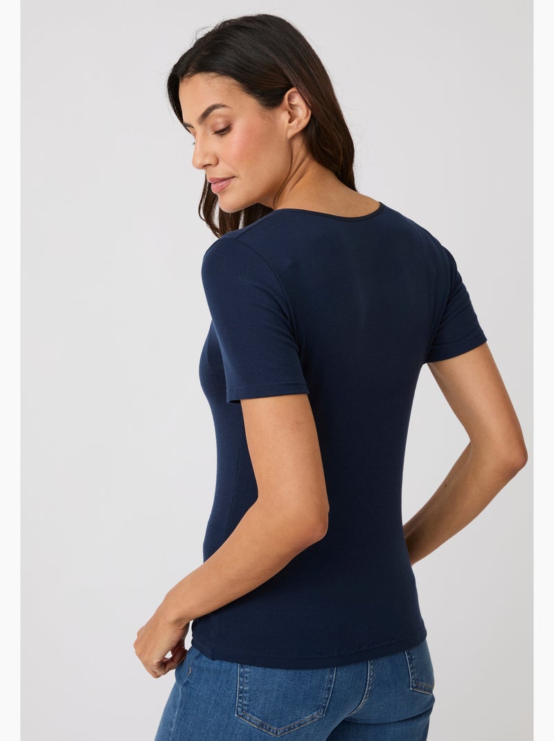 T-shirt Thermolactyl Sensitive manches courtes col rond - Damart Bleu - Kiabi