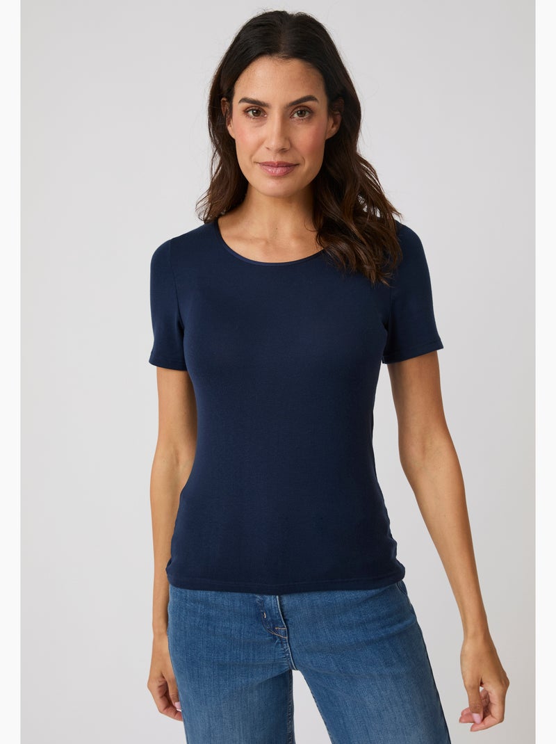 T-shirt Thermolactyl Sensitive manches courtes col rond - Damart Bleu - Kiabi