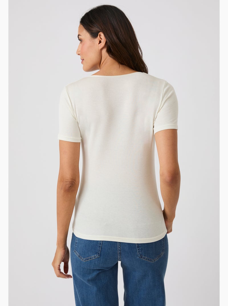 T-shirt Thermolactyl Sensitive manches courtes col V - Damart Blanc - Kiabi