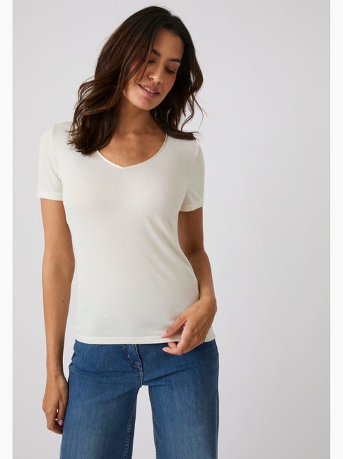 T-shirt Thermolactyl Sensitive manches courtes col V - Damart - Kiabi