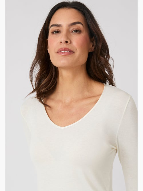 T-shirt Thermolactyl Sensitive manches longue col V - Damart - Kiabi