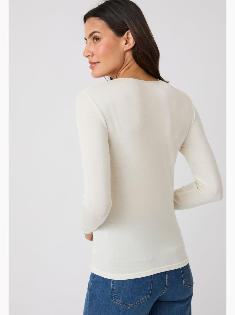T-shirt Thermolactyl Sensitive manches longue col V - Damart Blanc - Kiabi