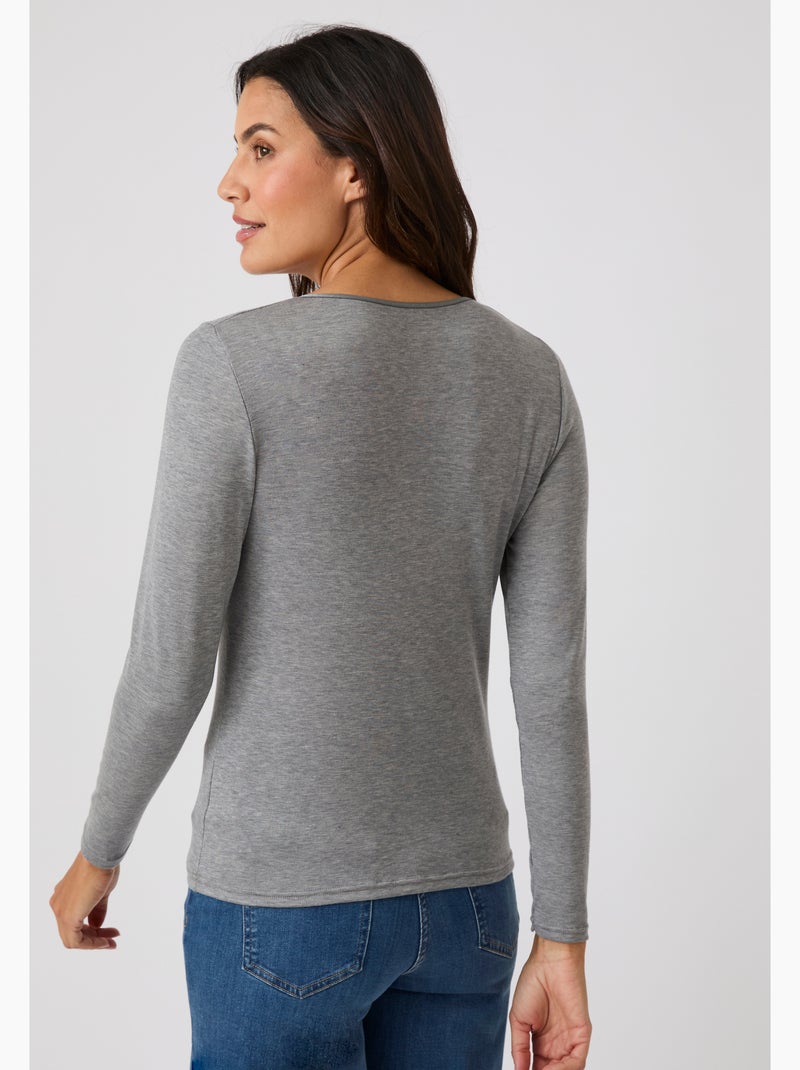 T-shirt Thermolactyl Sensitive manches longue col V - Damart Gris - Kiabi