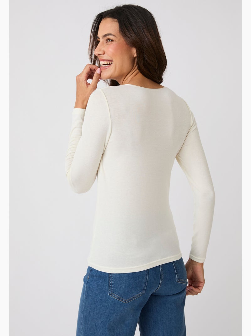 T-shirt thermolactyl sensitive manches longues col rond - damart Blanc - Kiabi