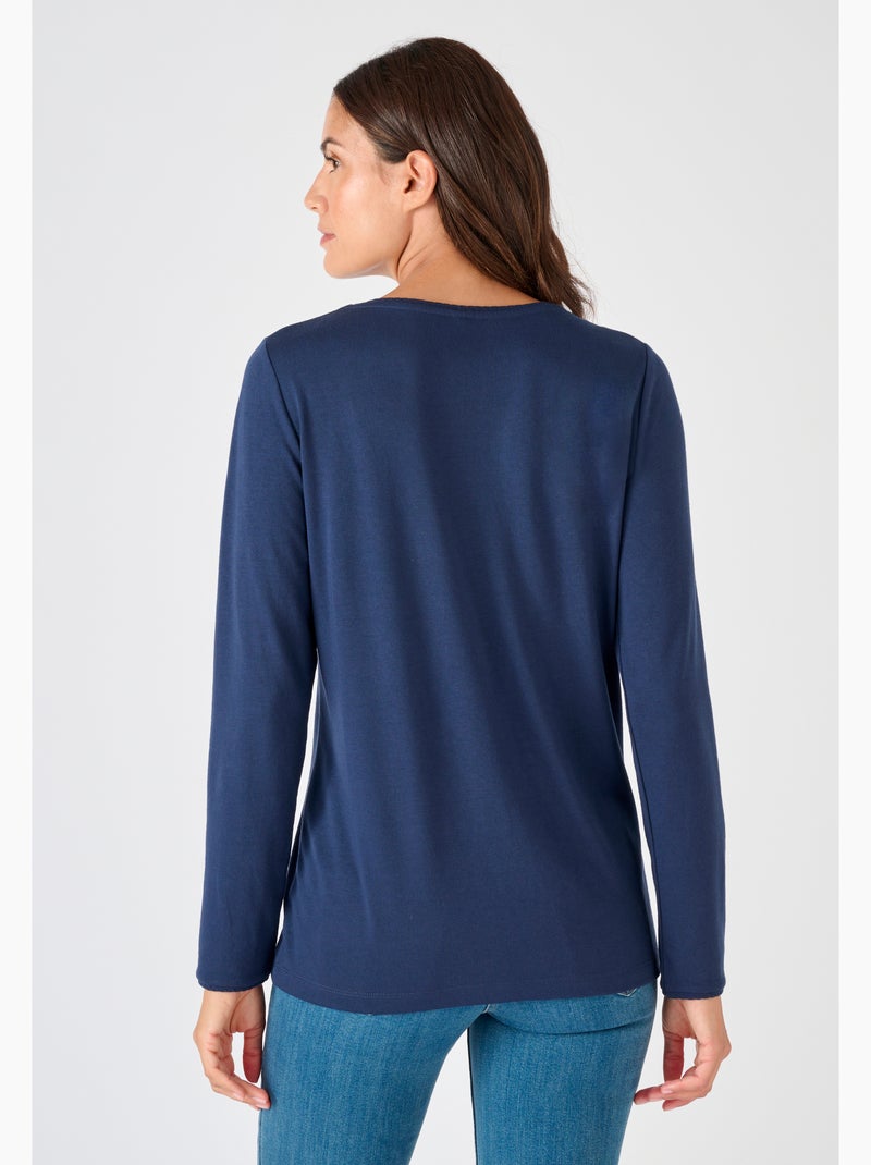 T-shirt thermolactyl uni ou rayé - damart Bleu marine - Kiabi