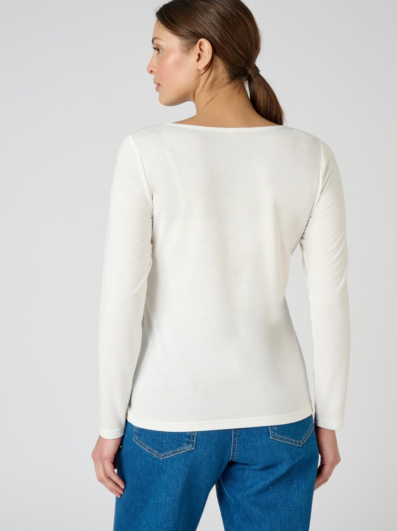 T-shirt Thermol'love dentelle - Damart Blanc cassé - Kiabi