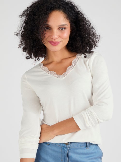 T-shirt Thermol'love dentelle - Damart - Kiabi