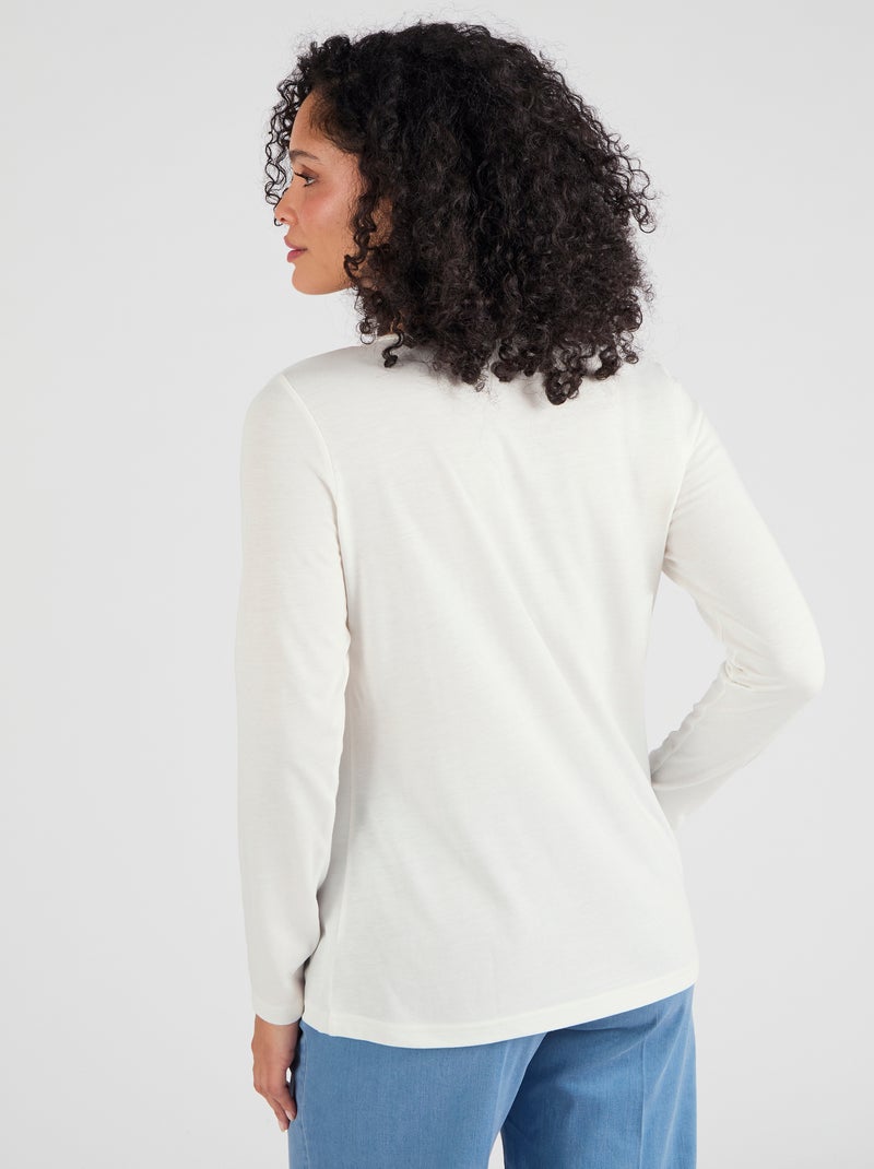 T-shirt Thermol'love dentelle - Damart Blanc cassé - Kiabi