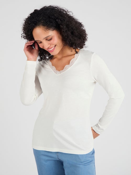 T-shirt Thermol'love dentelle - Damart - Kiabi