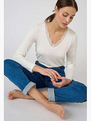 T-shirt Thermol'love dentelle - Damart