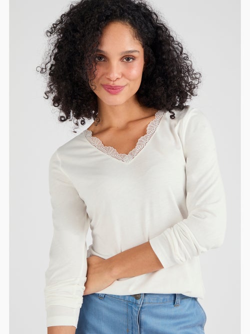 T-shirt Thermol'love dentelle - Damart - Kiabi