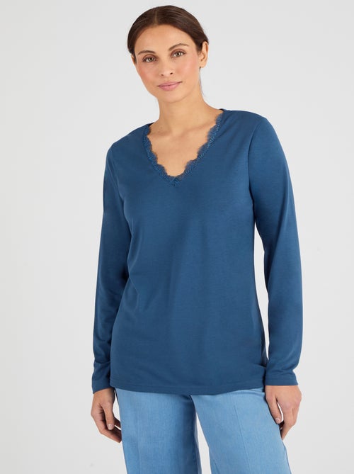 T-shirt Thermol'love dentelle - Damart - Kiabi