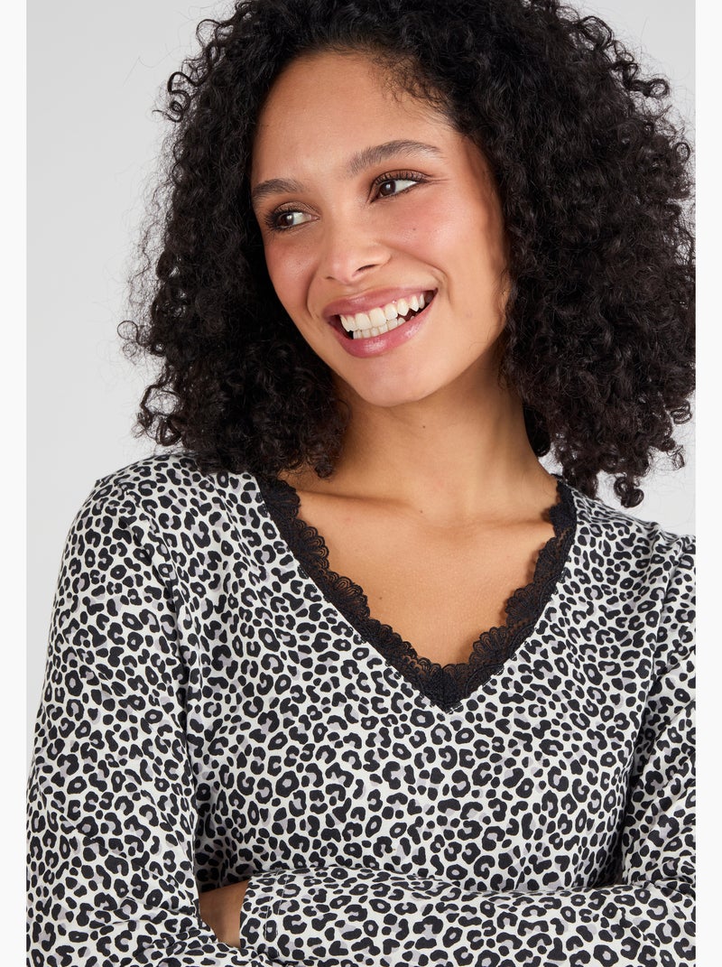 T-shirt Thermol'love dentelle - Damart Gris - Kiabi