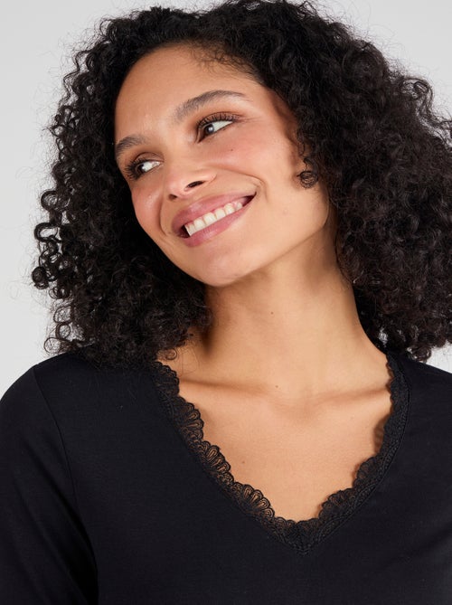 T-shirt Thermol'love dentelle - Damart - Kiabi