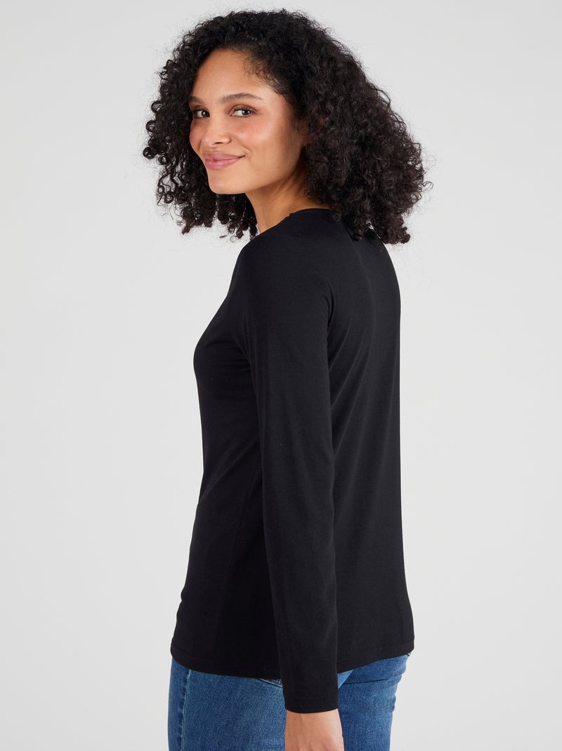 T-shirt Thermol'love dentelle - Damart Noir - Kiabi