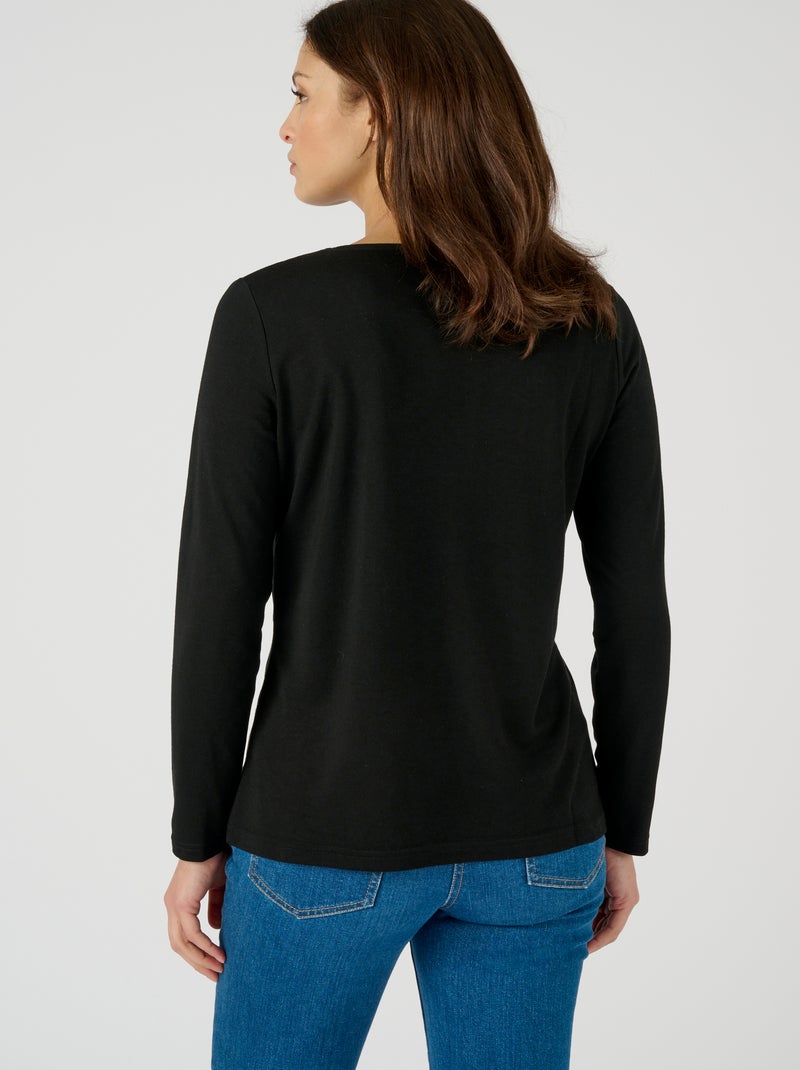 T-shirt Thermol'love dentelle - Damart Noir mat - Kiabi