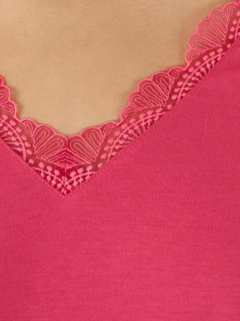 T-shirt Thermol'love dentelle - Damart Rose framboise - Kiabi