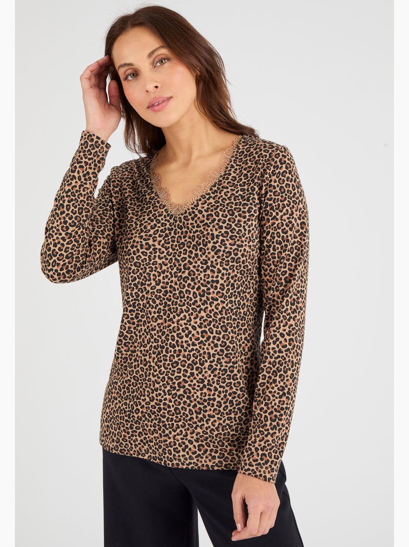 T-shirt Thermol'love dentelle - Damart Rose - Kiabi