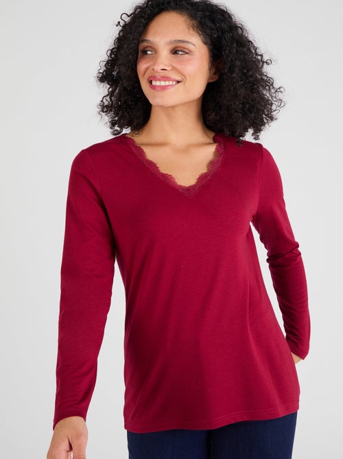 T-shirt Thermol'love dentelle - Damart - Kiabi