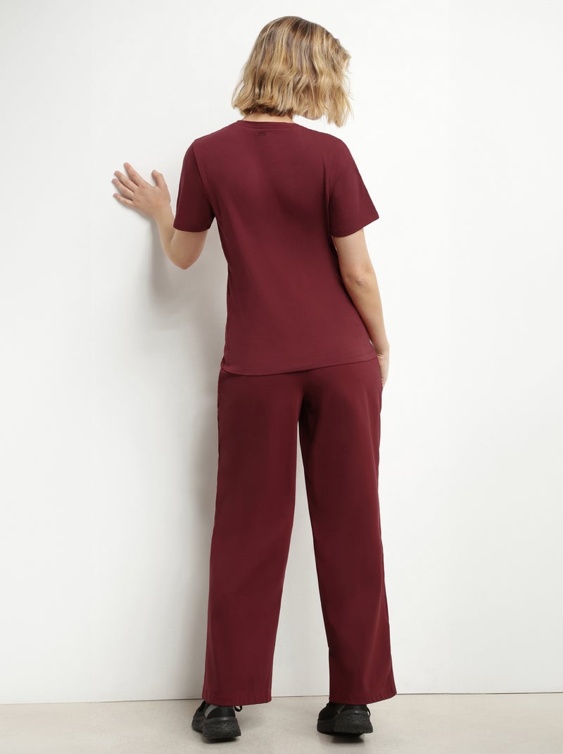 T-shirt Thermorégulateur Col Rond Dim Move Bordeaux - Kiabi