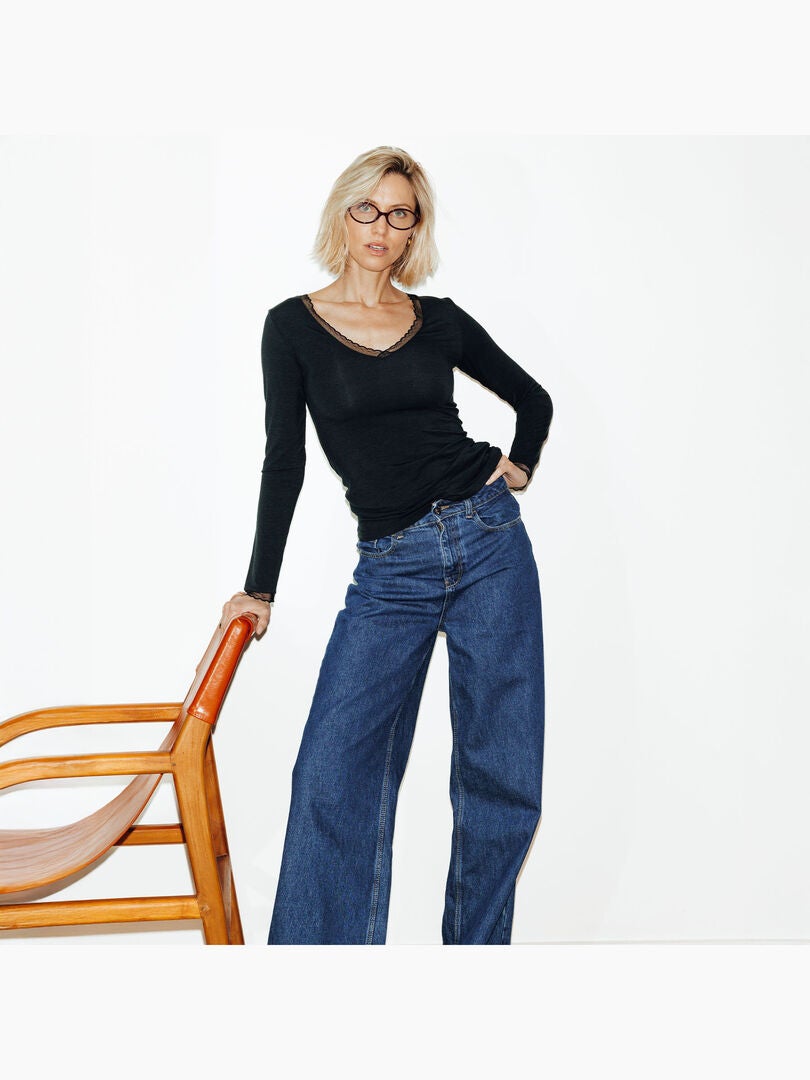Reclaimed Vintage - Pull en maille tressée à manches longues - Noir | ASOS