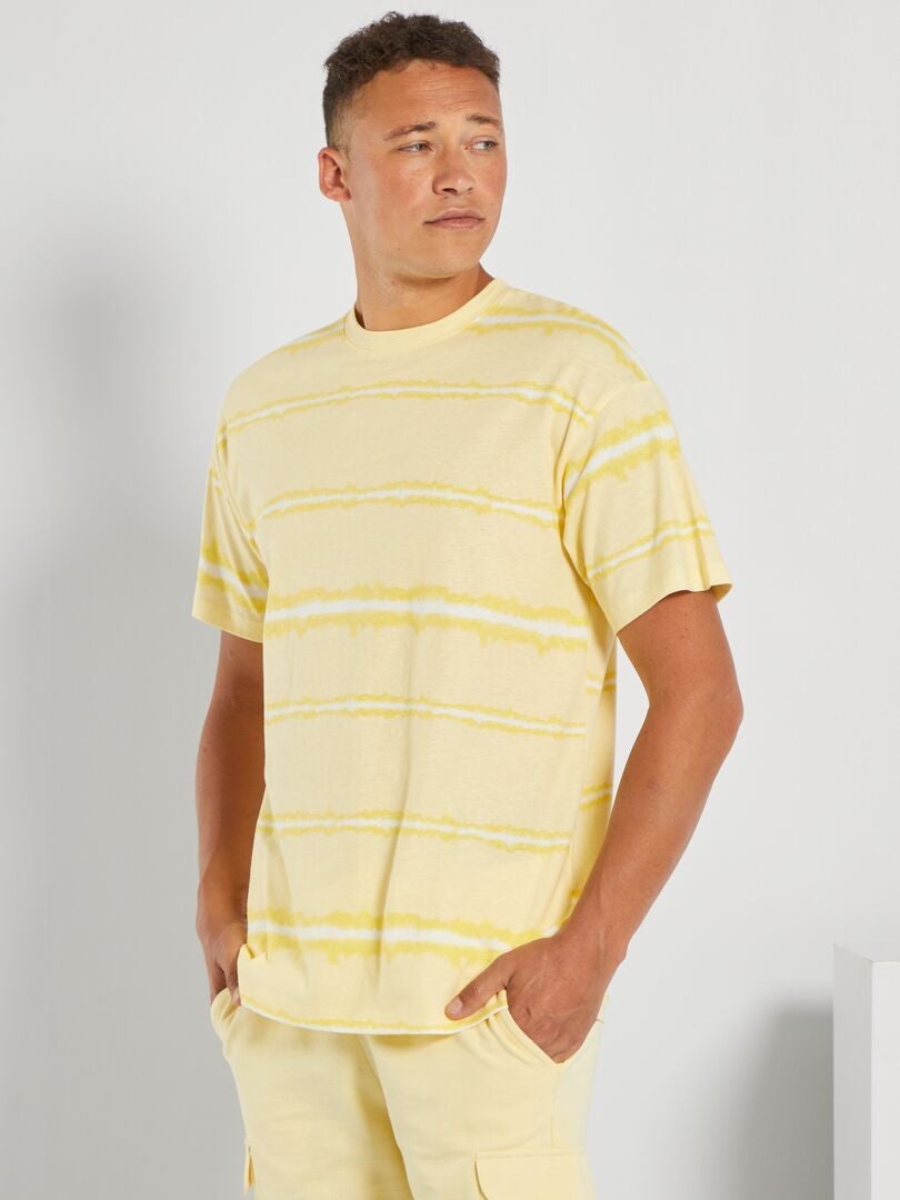 T-shirt tie and dye en jersey jaune crème - Kiabi