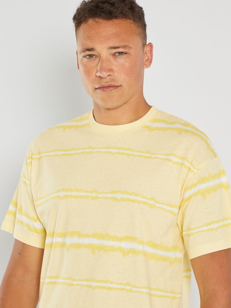 T-shirt tie and dye en jersey jaune crème - Kiabi