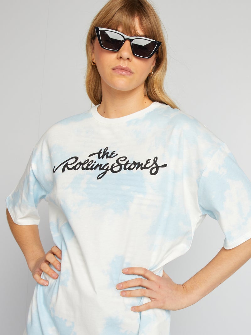 T-shirt tie and dye 'Rolling Stone' Bleu/blanc - Kiabi