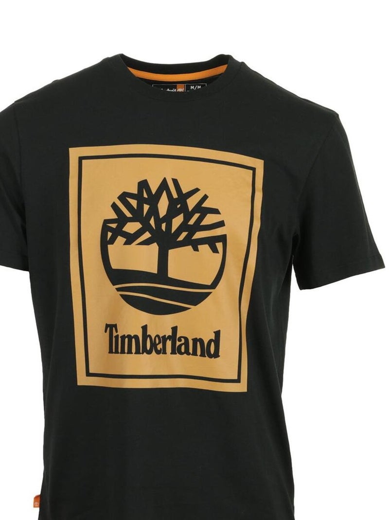 T-shirt Timberland Stack Logo Tee Noir Marron - Kiabi