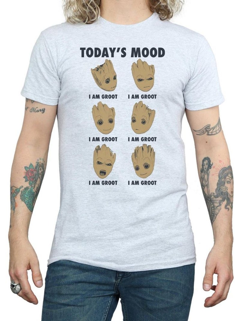 T-shirt today´s mood - les gardiens de la galaxie (bébé groot) Gris chiné - Kiabi