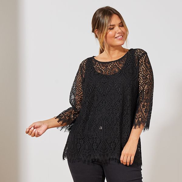 t shirt femme dentelle noir