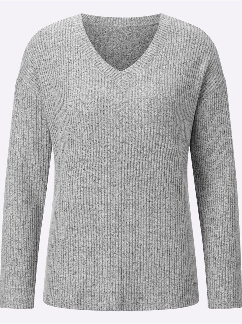 T-shirt Tricot Fin Très Doux - Taille Standard - Witt Gris chiné - Kiabi