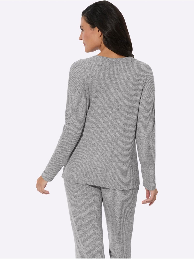 T-shirt Tricot Fin Très Doux - Taille Standard - Witt Gris chiné - Kiabi
