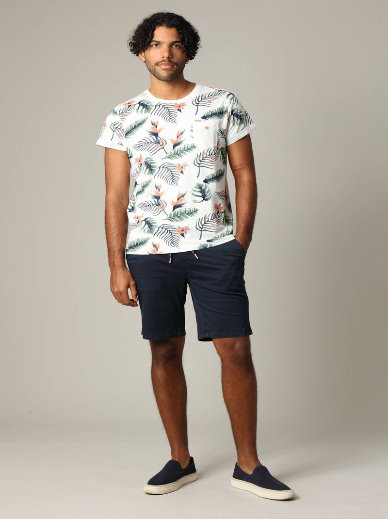 T-shirt tropical en jersey de coton à manches courtes 'Deeluxe' Blanc - Kiabi