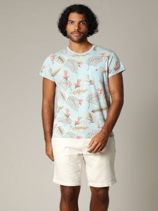 T-shirt tropical en jersey de coton à manches courtes 'Deeluxe'
