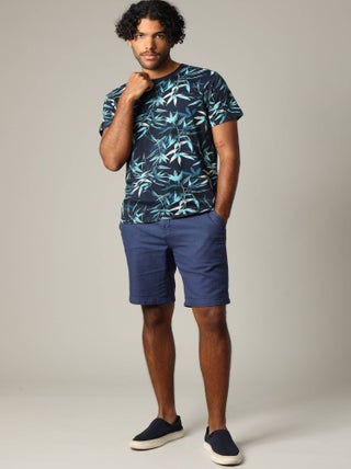 T-shirt tropical en jersey de coton à manches courtes 'Deeluxe'