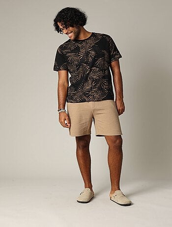 T-shirt tropical en jersey de coton à manches courtes 'Deeluxe'