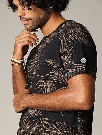 T-shirt tropical en jersey de coton à manches courtes 'Deeluxe'