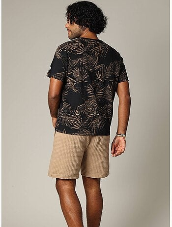T-shirt tropical en jersey de coton à manches courtes 'Deeluxe'