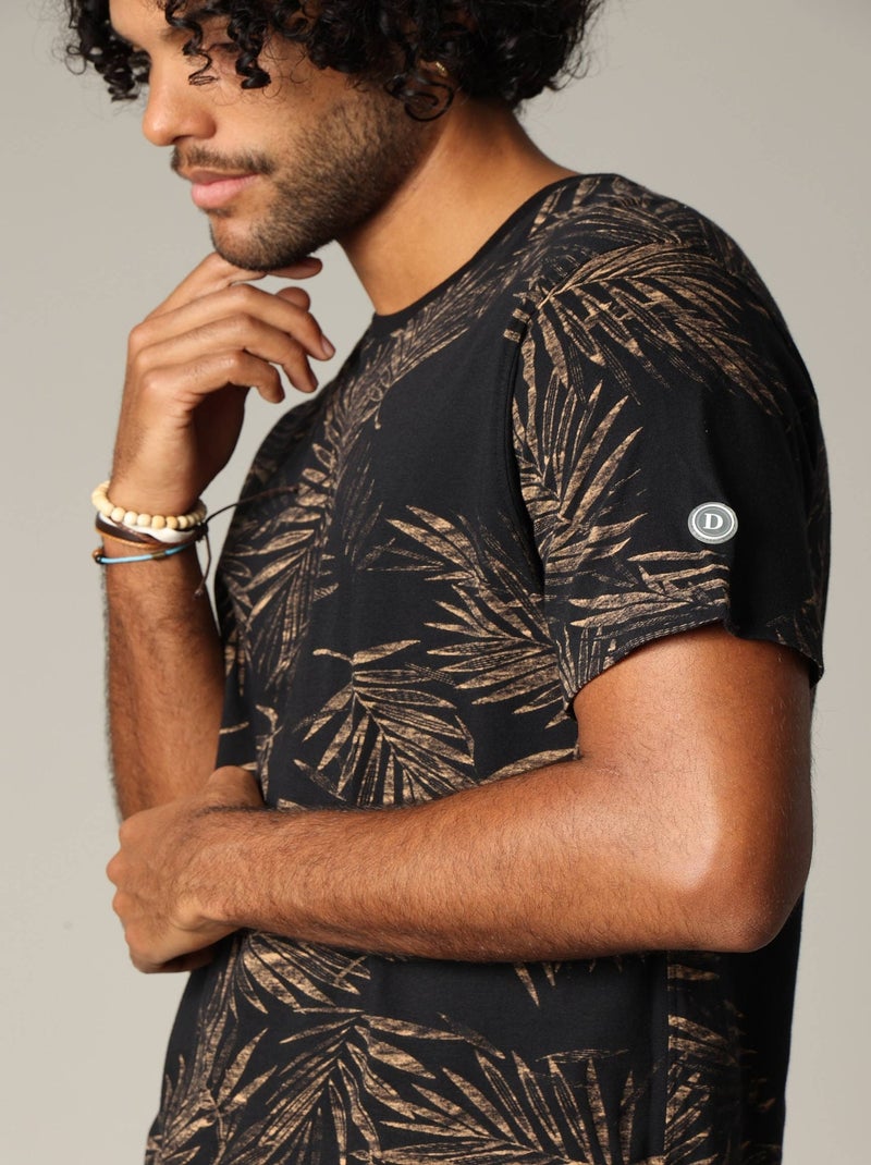 T-shirt tropical en jersey de coton à manches courtes 'Deeluxe' Noir - Kiabi