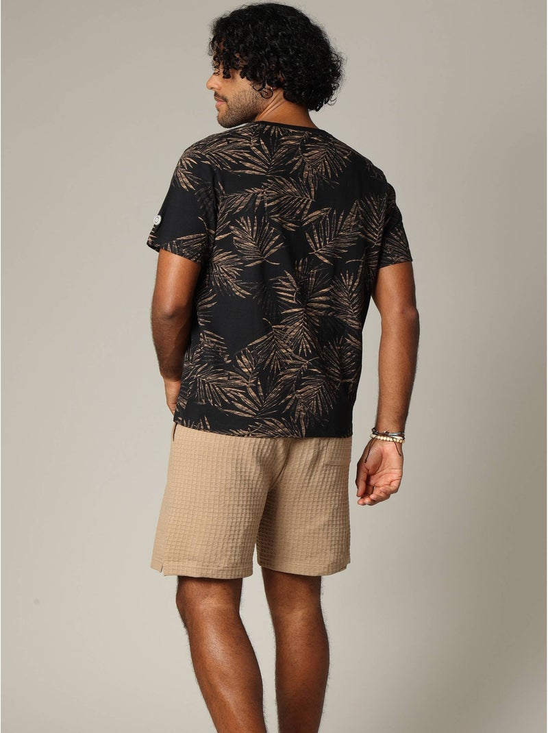 T-shirt tropical en jersey de coton à manches courtes 'Deeluxe' Noir - Kiabi